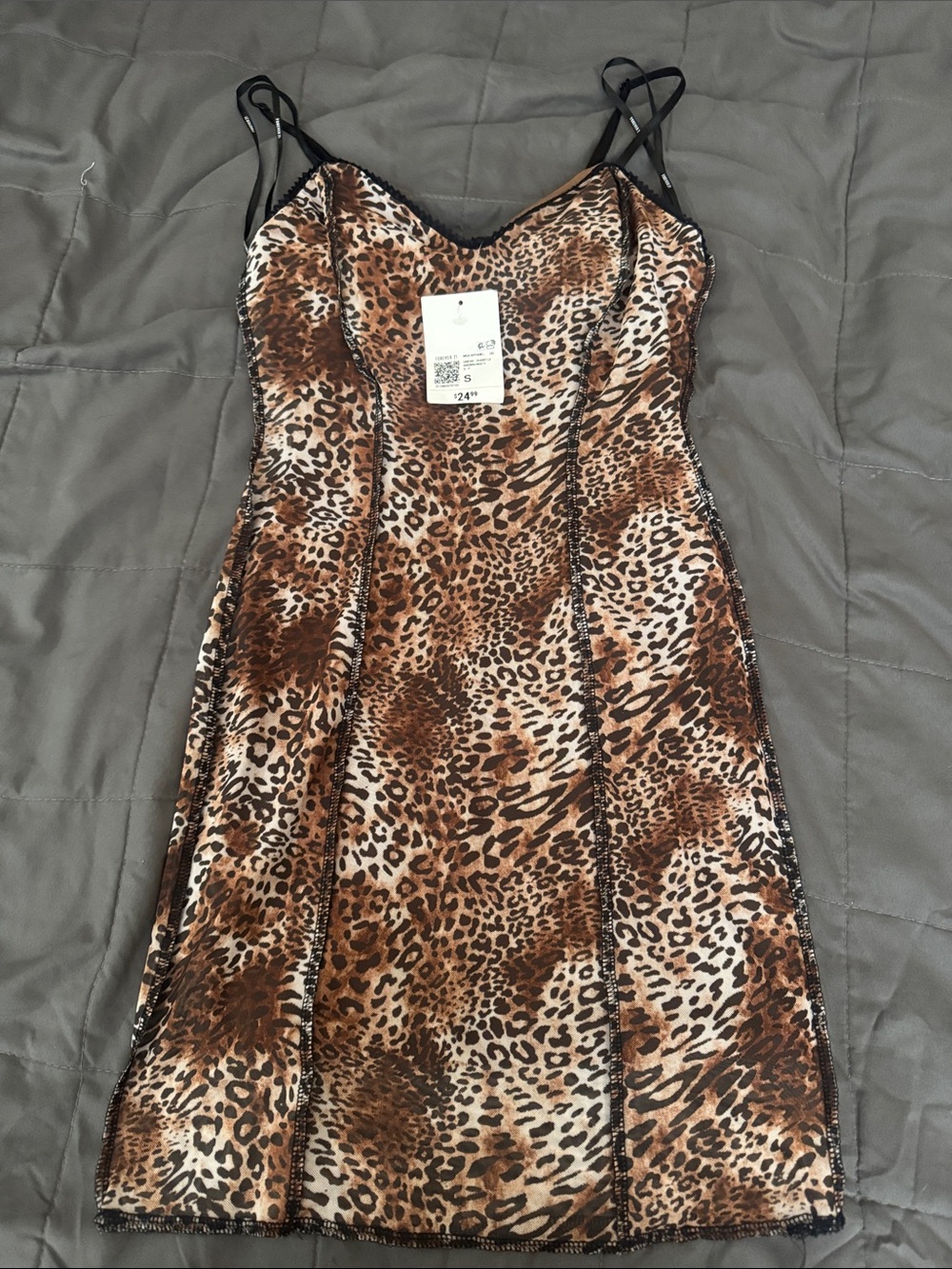Forever 21 Brown Leopard-Print Slip Mini Dress